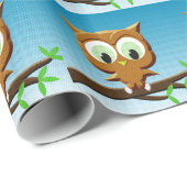 Newsprint Cartoon Owl Geschenkpapier (Rolleneckpunkt)