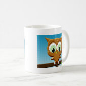 Newsprint Cartoon Owl Kaffeetasse (VorderseiteRechts)