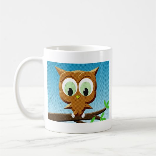 Newsprint Cartoon Owl Kaffeetasse (Links)