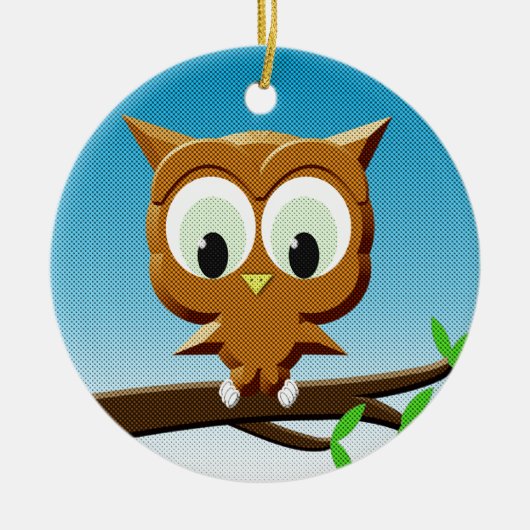 Newsprint Cartoon Owl Keramik Ornament (Vorne)