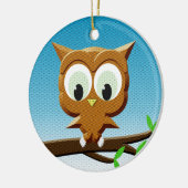 Newsprint Cartoon Owl Keramik Ornament (Links)