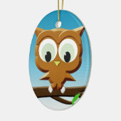 Newsprint Cartoon Owl Keramikornament (Links)