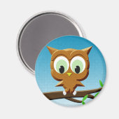 Newsprint Cartoon Owl Magnet (Vorderseite/Rückseite)