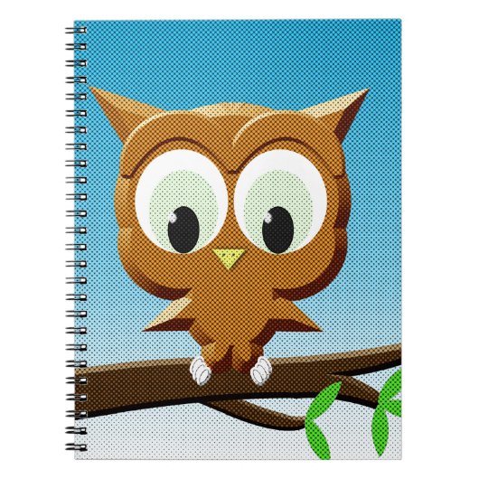Newsprint Cartoon Owl Notizblock (Vorderseite)