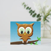 Newsprint Cartoon Owl Postkarte (Stehend Vorderseite)