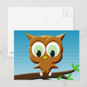 Newsprint Cartoon Owl Postkarte (Vorne/Hinten)