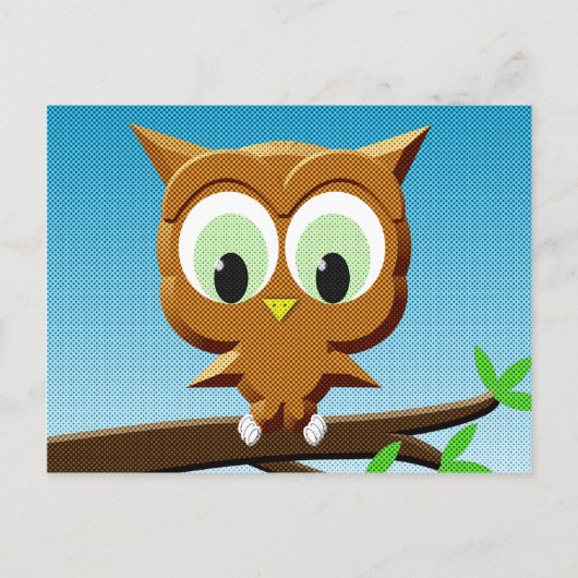 Newsprint Cartoon Owl Postkarte (Vorderseite)