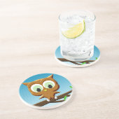 Newsprint Cartoon Owl Sandstein Untersetzer (Seite)