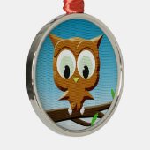 Newsprint Cartoon Owl Silbernes Ornament (Rechts)