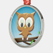 Newsprint Cartoon Owl Silbernes Ornament (Links)