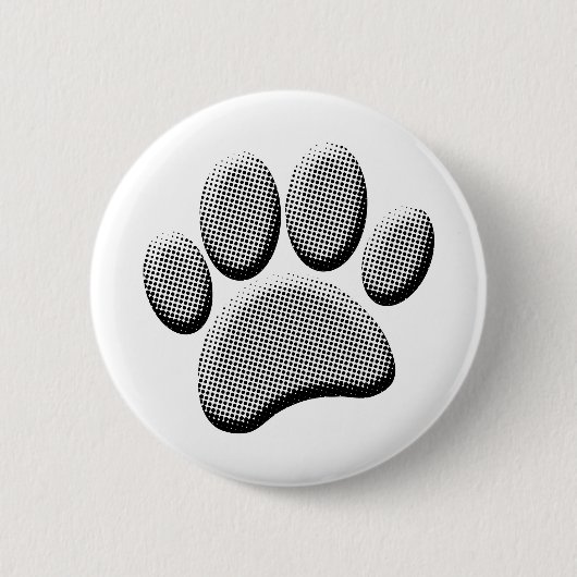 Newsprint Halftone Cartoon Dog Paw Prints Button (Vorderseite)