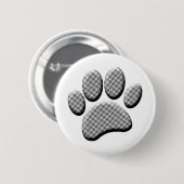 Newsprint Halftone Cartoon Dog Paw Prints Button (Vorne & Hinten)