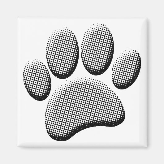 Newsprint Halftone Cartoon Dog Paw Prints Magnet (Vorne)