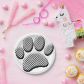 Newsprint Halftones Cartoon Dog Paw Prints Pappteller (Party)