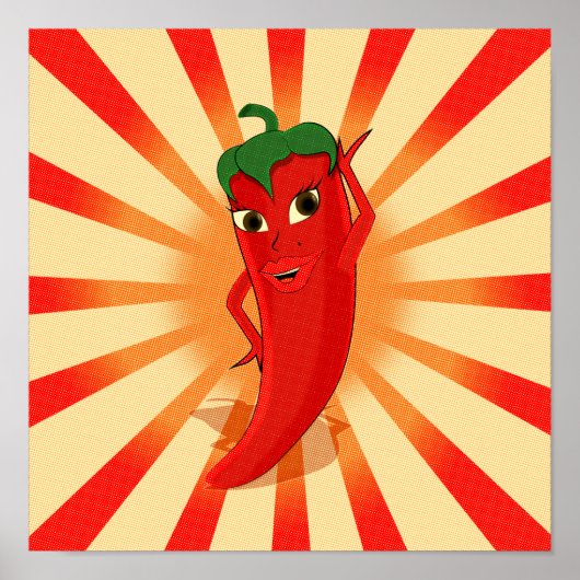 Newsprint halftones Red Pepper Diva Poster (Vorne)