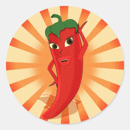 Newsprint halftones Red Pepper Diva Runder Aufkleber (Vorderseite)