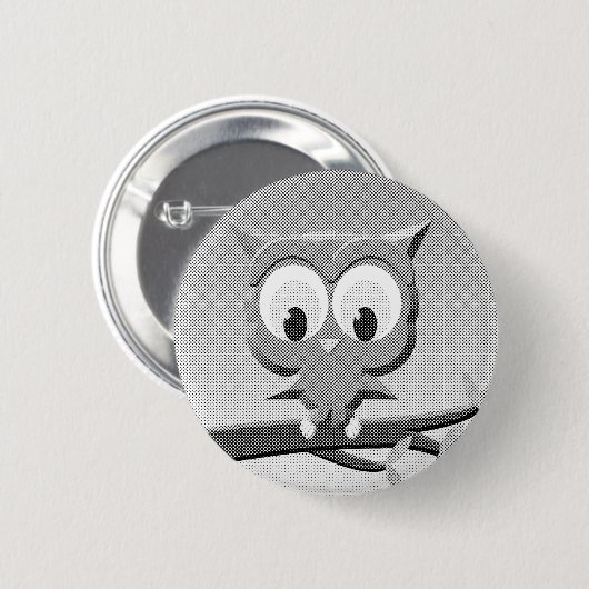 Newsprint-Schüssel in Schwarz und Weiß Button (Vorne & Hinten)