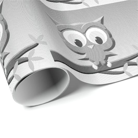 Newsprint-Schüssel in Schwarz und Weiß Geschenkpapier (Rolleneckpunkt)