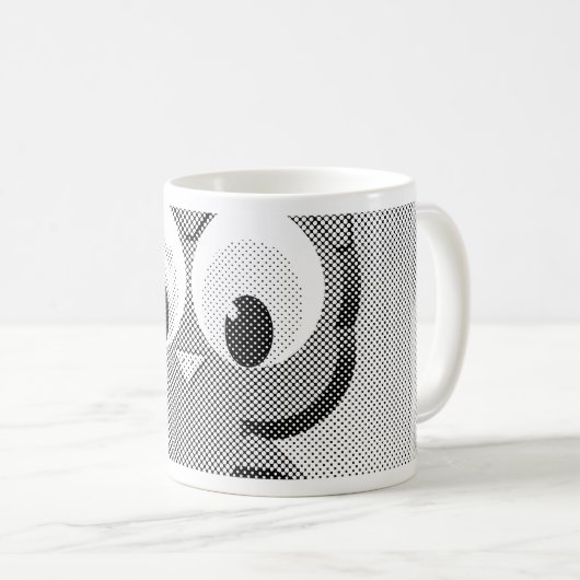 Newsprint-Schüssel in Schwarz und Weiß Kaffeetasse (VorderseiteRechts)