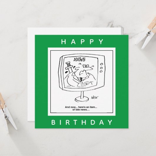 Newsreader Aktuelle Nachrichten über TV-Cartoon Karte (Vorderseite/Rückseite Beispiel)