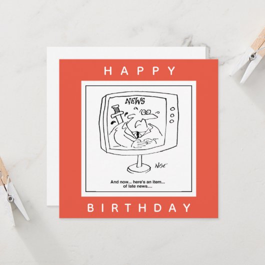 Newsreader Aktuelle Nachrichten über TV-Cartoon Karte (Vorderseite/Rückseite Beispiel)