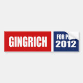 NEWT GINGRICH 2012 AUTOAUFKLEBER (Vorne)