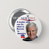 Newt Gingrich..... Festlegung, was Barack ist Button (Vorne & Hinten)