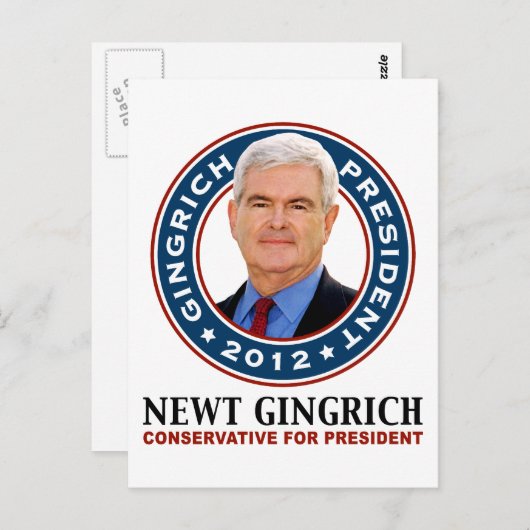 Newt Gingrich Konservativer für Präsident Postkarte (Vorne/Hinten)