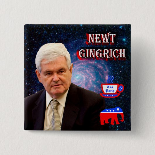 Newt Gingrich - Tee-Party - GOP-Elefant Button (Vorderseite)