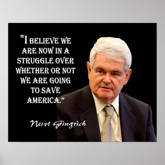 Newt Gingrich Zitat - "Amerika Retten." Poster (Vorne)
