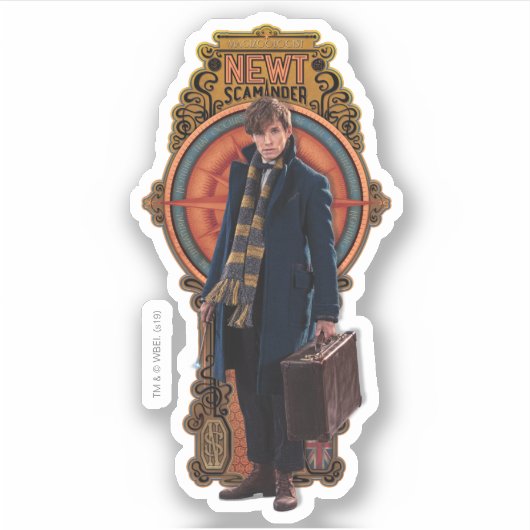 NEWT SCAMANDER™ Stehend Art Nouveau Panel Aufkleber (Vorderseite)