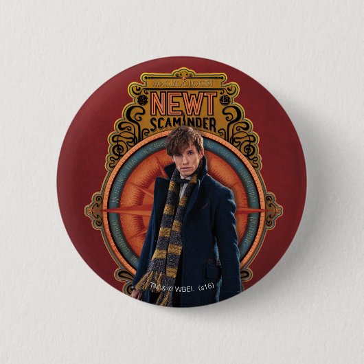 NEWT SCAMANDER™ Stehend Art Nouveau Panel Button (Vorderseite)