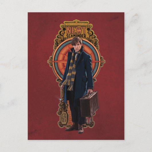 NEWT SCAMANDER™ Stehend Art Nouveau Panel Postkarte (Vorderseite)