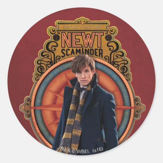 NEWT SCAMANDER™ Stehend Art Nouveau Panel Runder Aufkleber (Vorderseite)
