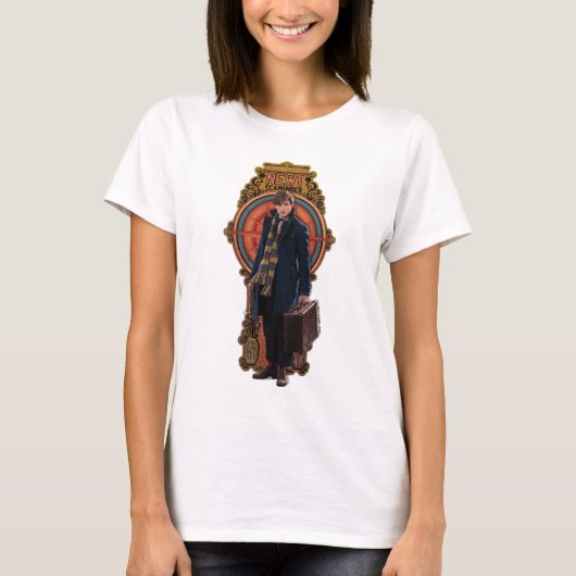 NEWT SCAMANDER™ Stehend Art Nouveau Panel T-Shirt (Vorderseite)