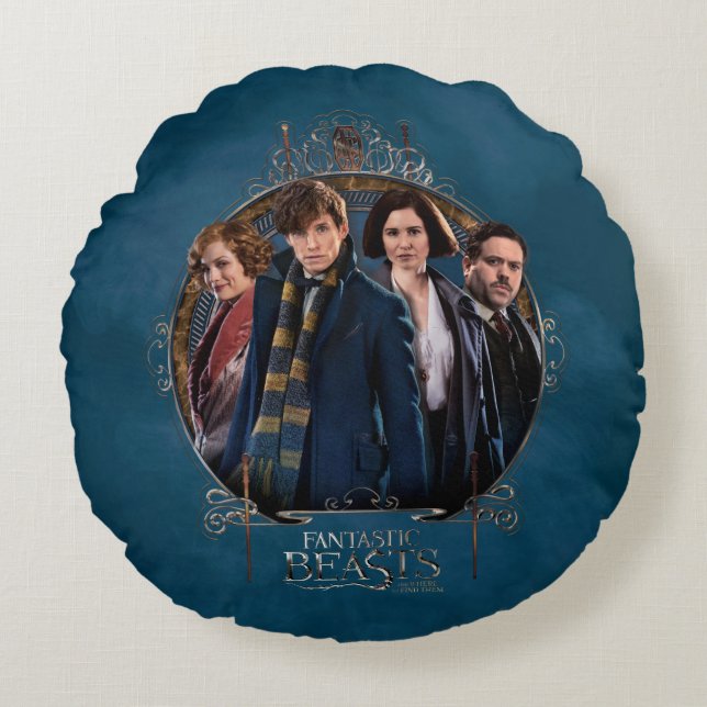 NEWT SCAMANDER™ und Company Art Nouveau Frame Rundes Kissen (Vorderseite)