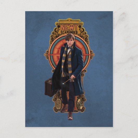 NEWT SCAMANDER™ Walking Art Nouveau Panel Postkarte (Vorderseite)