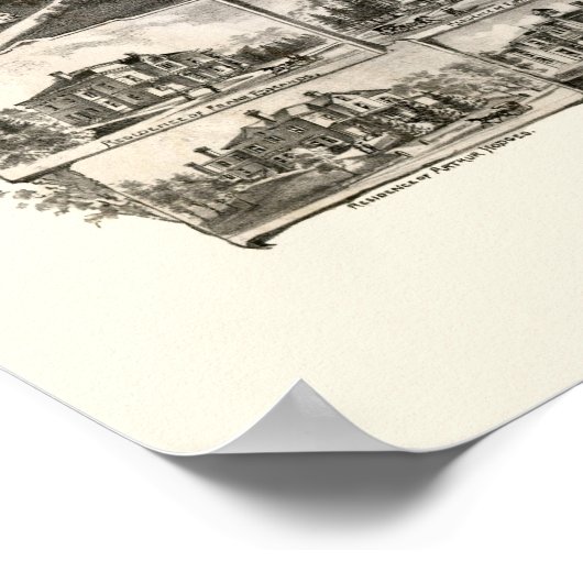 Newton Center, MA Panoramic Map - 1897 Poster (Ecke)