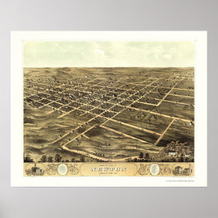 Newton, IA panoramische Karte - 1868 Poster