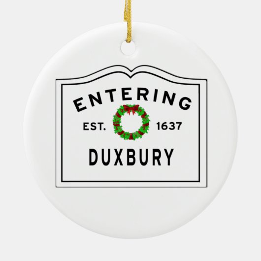 Newton, MA Holiday Wreath Keramik Ornament (Hinten)