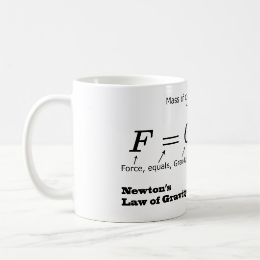 Newtons Gesetz der universellen Gravitation Kaffeetasse (Links)