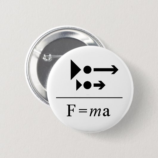 Newtons zweites Gesetz Button (Vorne & Hinten)