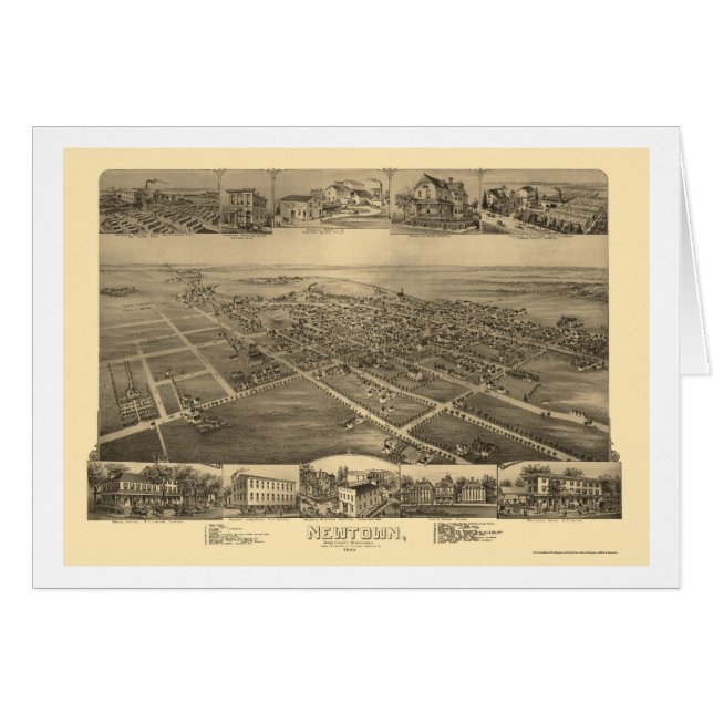 Newtown, panoramische Karte PAs - 1893 (Vorderseite (Horizontal))