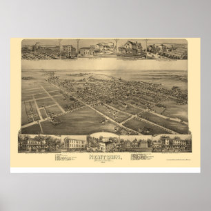 Newtown, panoramische Karte PAs - 1893 Poster