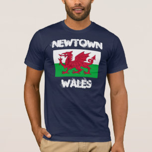 Newtown, Wales mit walisischer Flagge T-Shirt