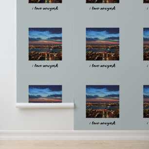 Newyork City Skyline Foto Typografy Night Lights Tapete