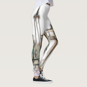 Newyork City Zeichnend Schwarz-Weiß-Skyline Leggings