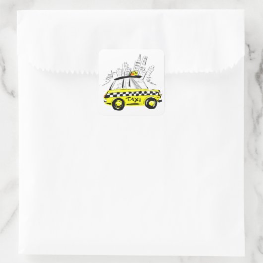 Newyork Taxi Quadratischer Aufkleber (Tasche)