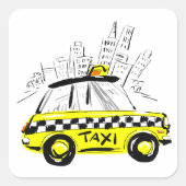 Newyork Taxi Quadratischer Aufkleber (Vorderseite)