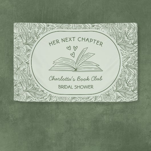 Next Chapter Book Club Green Bridal Shower Banner